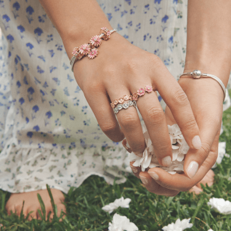 PANDORA Pink Daisy Flower Trio Ring PANDORA Pink Daisy Flower Trio Ring for Clozette Covets